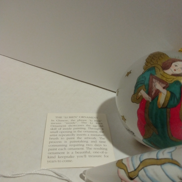 2 Chinese Li Bien hand painted angel ornaments. Hand...